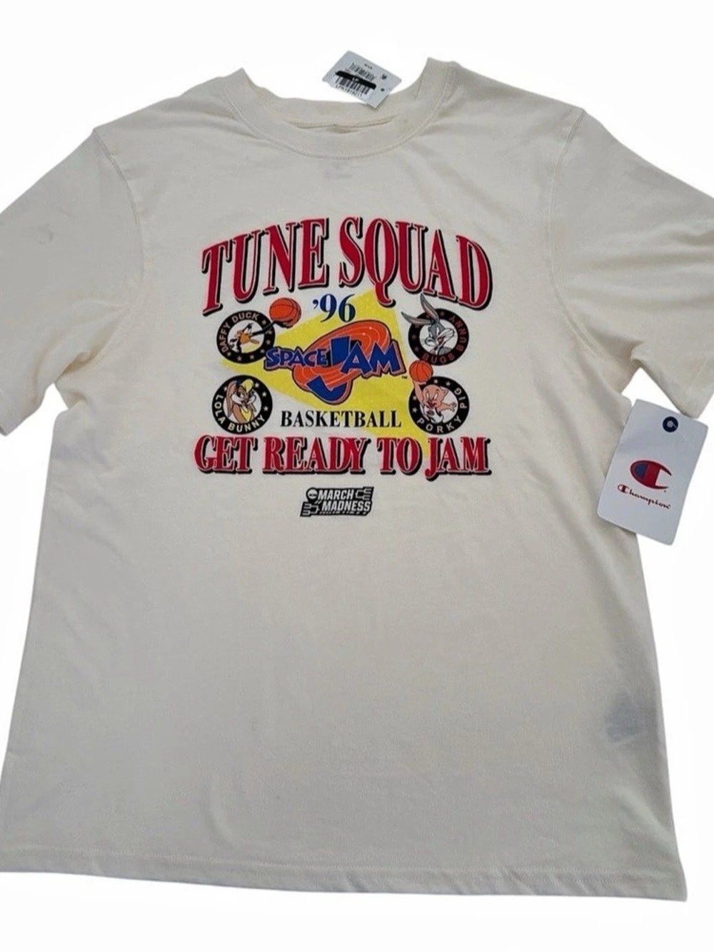 Champion Tune Squad 96 Get Ready To Jam Graphic T-Shirt Cream XL